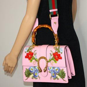 GUCCI 26S HAND BAG 19 IN LIGHT PINK CALFSKIN WITH MONOGRAM PATTERN